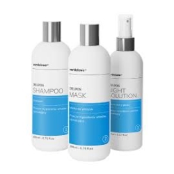 Zestaw dermokosmetyków Delpos na wypadanie włosów.